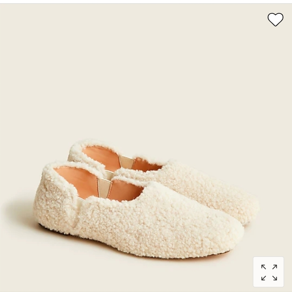 J.Crew Cream Sherpa Leather Slip On Flats NIB